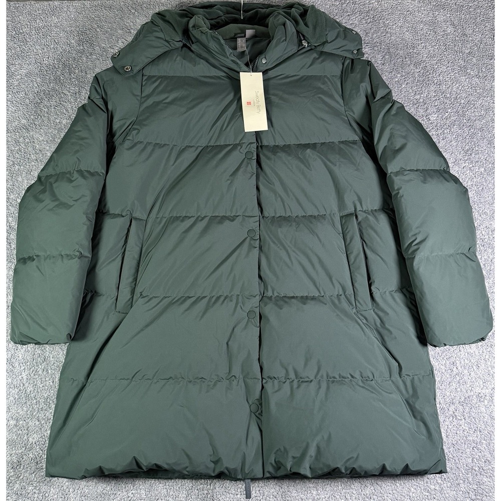 NWT Sweaty Betty Nimbus Mid Waterproof Puffer Jacket Trek Green Size L US 10